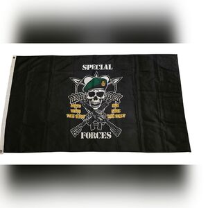 Special Forces Black Flag with Skull Design